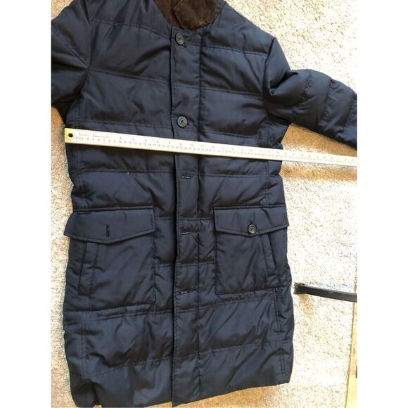 Brooks Brothers Mens Navy Blue Zip Up and Button Up Brown Collared Coat Size S - Picture 5 of 9